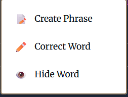Right Click a Word to Expand Word-Specific Options in Narralyn