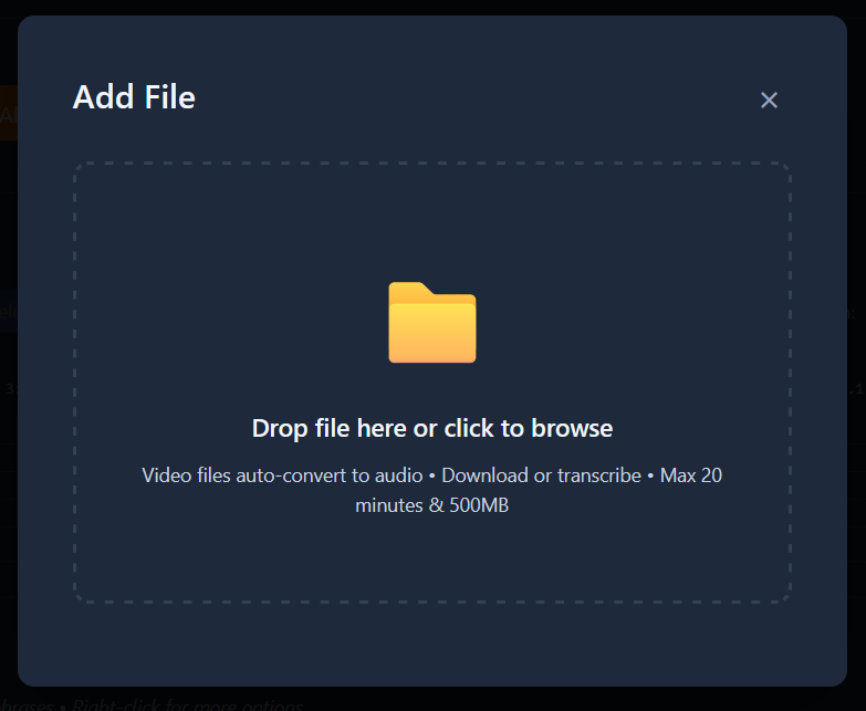Add File Modal Narralyn